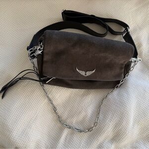 Zadig & Voltaire Rocky Gray Suede Crossbody Bag